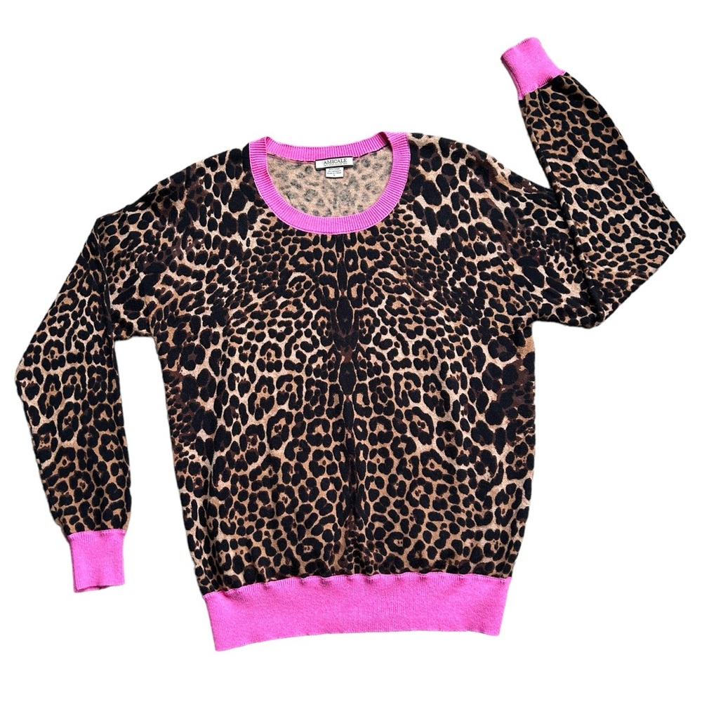 Amicale New York cashmere cheetah print sweater